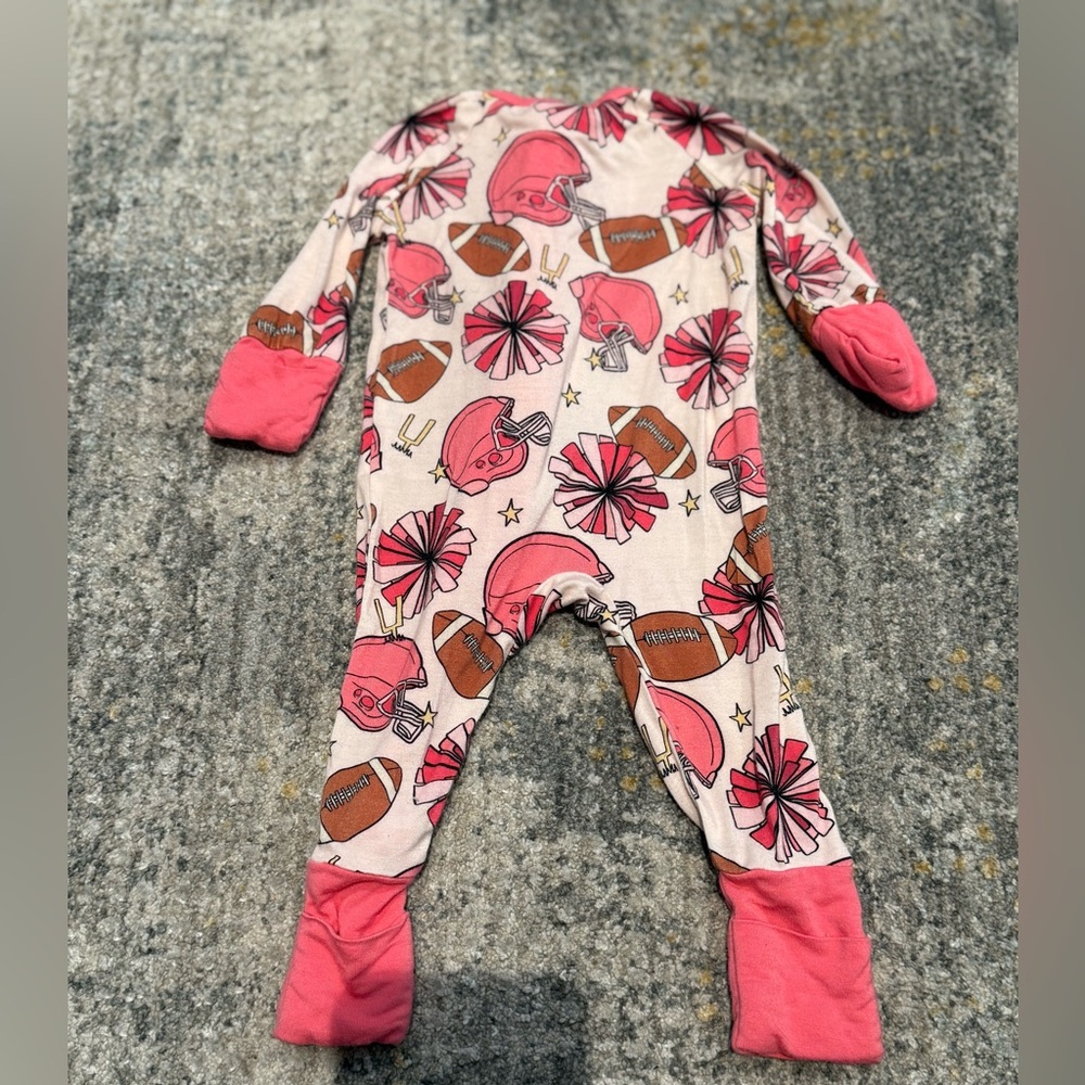 Pink and Brown Football Footies with Zipper - Picture 2 of 3